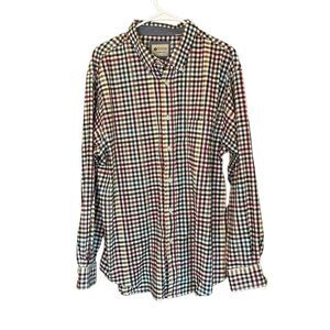 Haggar Mens Shirt XL Plaid Long Sleeve Pocket Button​​​​​​​